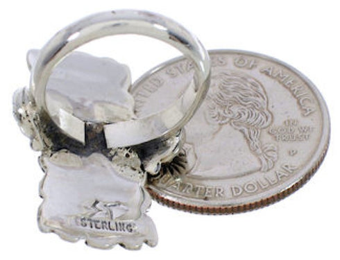 Genuine Sterling Silver And Turquoise Ring Size 4-3/4 EX42810