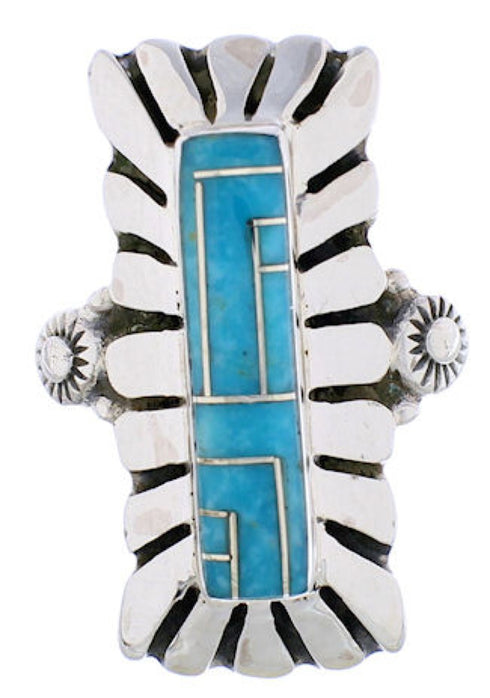 Sterling Silver And Turquoise Ring Size 5-3/4 EX42811