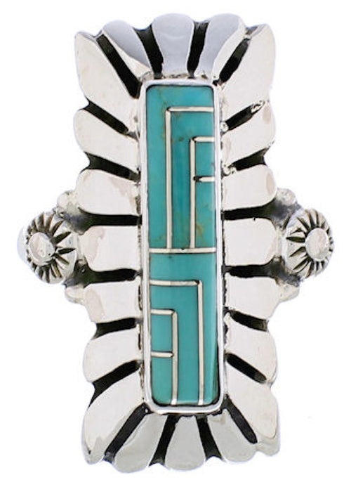 Southwest Turquoise Inlay Ring Size 8-1/4 EX42812