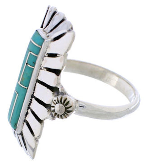 Southwest Turquoise Inlay Ring Size 8-1/4 EX42812