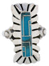 Sterling Silver Turquoise Inlay Ring Size 8-1/4 EX42815