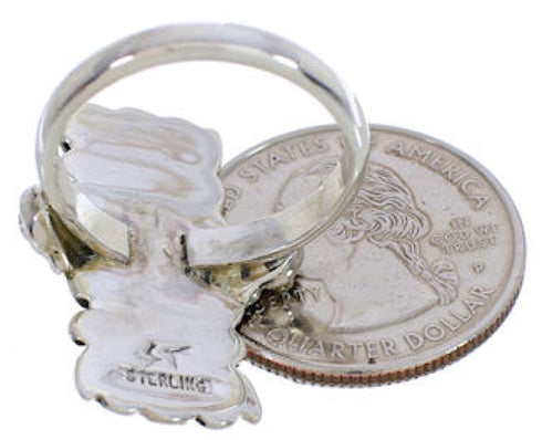 Sterling Silver Turquoise Inlay Ring Size 8-1/4 EX42815