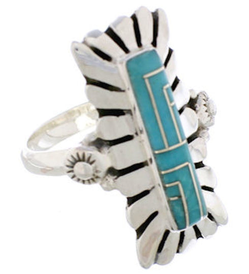 Genuine Sterling Silver Turquoise Ring Size 8-1/2 EX42846