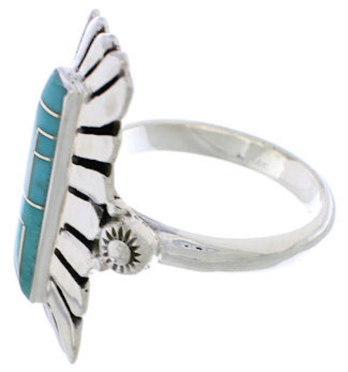 Genuine Sterling Silver Turquoise Ring Size 8-1/2 EX42846