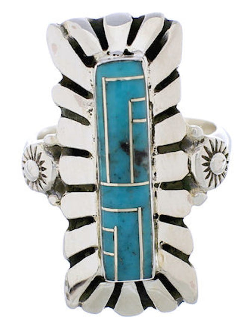 Turquoise Genuine Sterling Silver Ring Size 7-1/4 EX42847