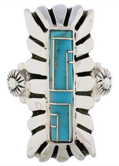 Southwest Sterling Silver Turquoise Ring Size 6-3/4 EX42848