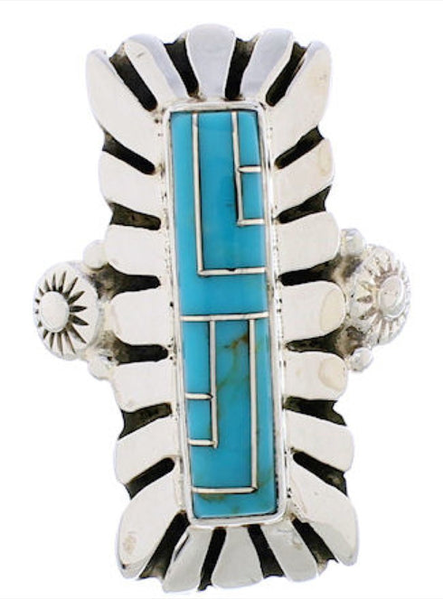Southwestern Turquoise And Silver Ring Size 5-3/4 EX42859