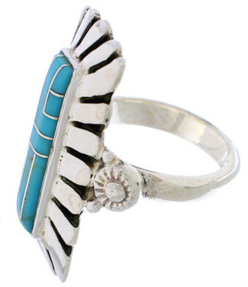 Southwestern Turquoise And Silver Ring Size 5-3/4 EX42859