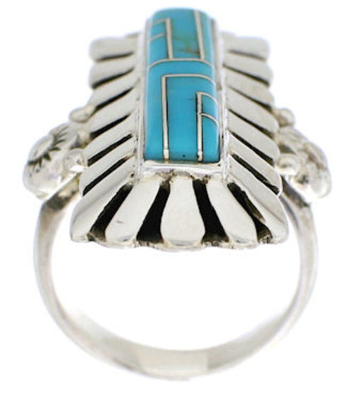Southwestern Turquoise And Silver Ring Size 5-3/4 EX42859