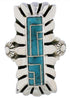 Turquoise Inlay Sterling Silver Ring Size 7-3/4 EX42863
