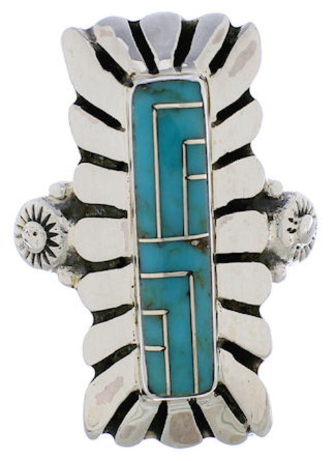 Turquoise And Silver Southwestern Ring Size 7-3/4 EX42866