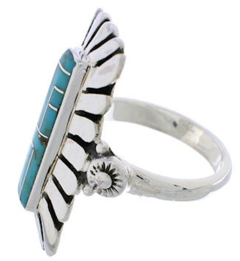 Turquoise And Silver Southwestern Ring Size 7-3/4 EX42866