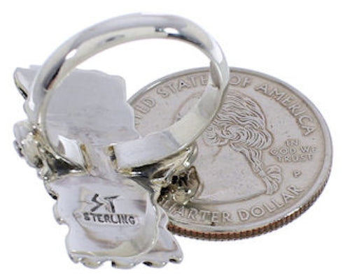 Turquoise And Silver Southwestern Ring Size 7-3/4 EX42866