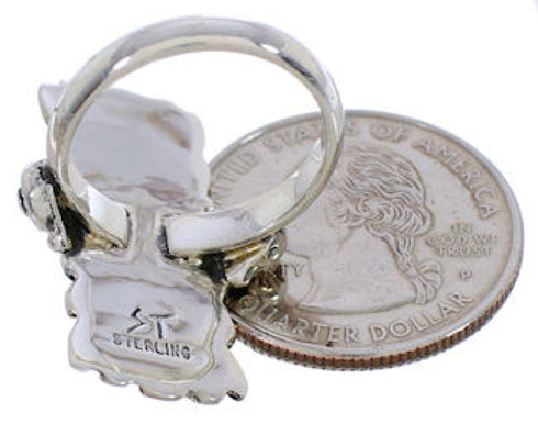 Turquoise Inlay Sterling Silver Ring Size 6 EX42870