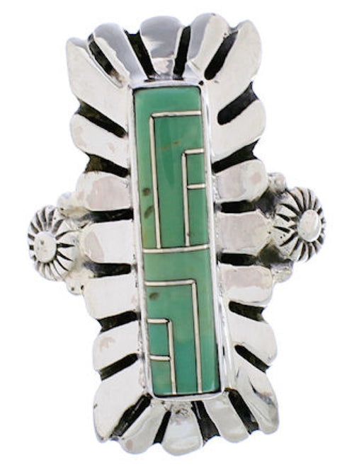 Turquoise And Genuine Sterling Silver Ring Size 7-1/4 EX42874