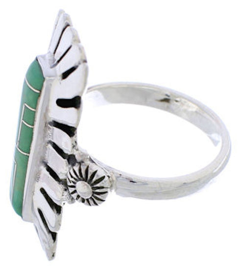 Turquoise And Genuine Sterling Silver Ring Size 7-1/4 EX42874