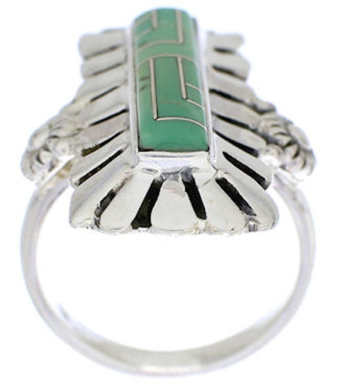 Turquoise And Genuine Sterling Silver Ring Size 7-1/4 EX42874