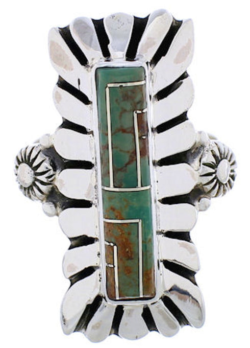Turquoise Inlay Sterling Silver Ring Size 6-1/2 EX42884