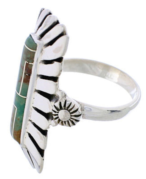 Turquoise Inlay Sterling Silver Ring Size 6-1/2 EX42884