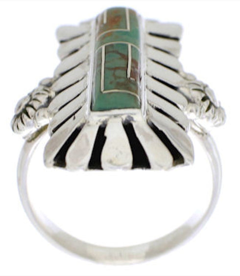 Turquoise Inlay Sterling Silver Ring Size 6-1/2 EX42884