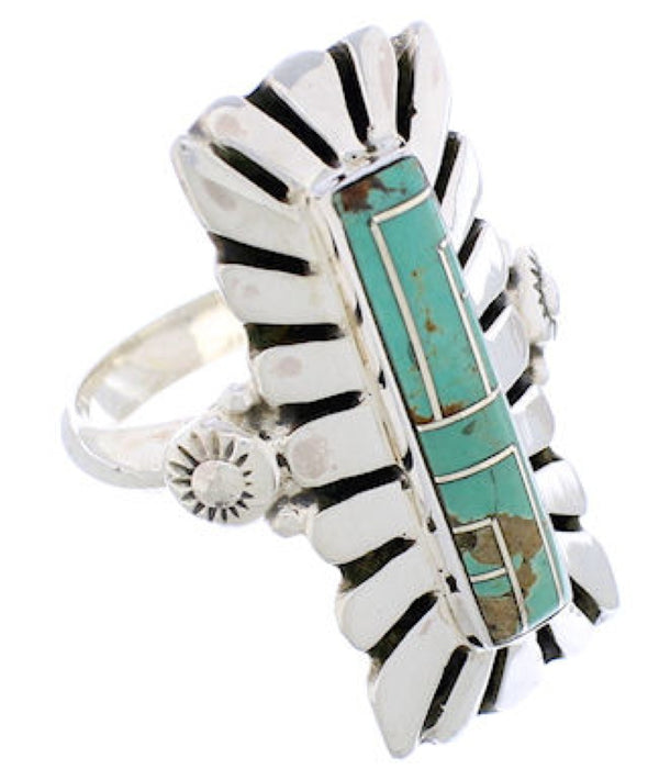 Genuine Sterling Silver Turquoise Ring Size 6-1/2 EX42899