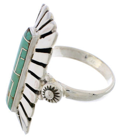 Genuine Sterling Silver Turquoise Ring Size 6-1/2 EX42899
