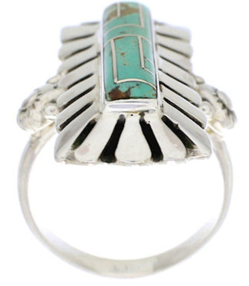 Genuine Sterling Silver Turquoise Ring Size 6-1/2 EX42899