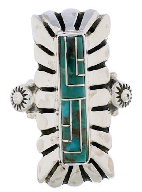 Turquoise Southwest Silver Ring Size 7-3/4 EX42905