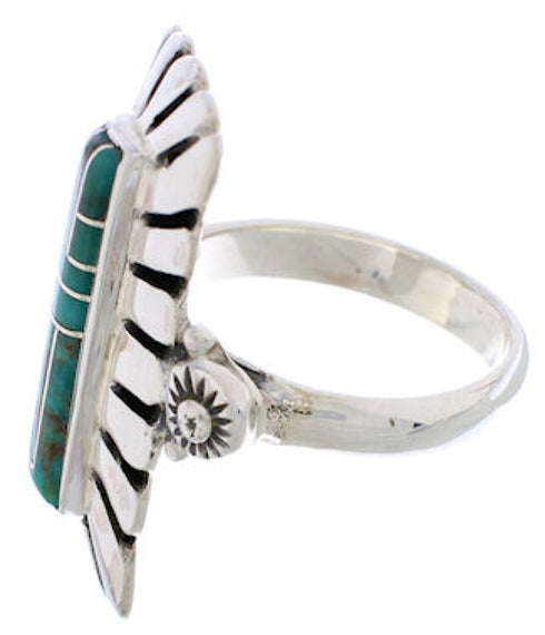 Turquoise Southwest Silver Ring Size 7-3/4 EX42905
