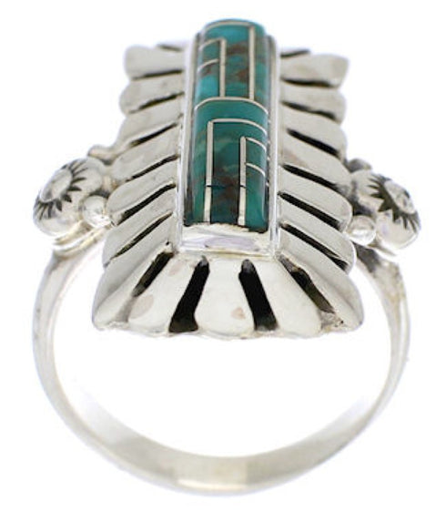 Turquoise Southwest Silver Ring Size 7-3/4 EX42905