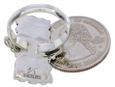 Turquoise Southwest Silver Ring Size 7-3/4 EX42905