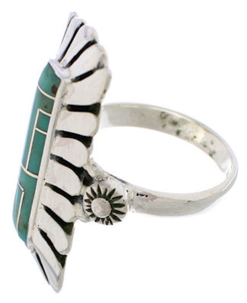 Turquoise Southwestern Silver Ring Size 8-1/4 EX42908