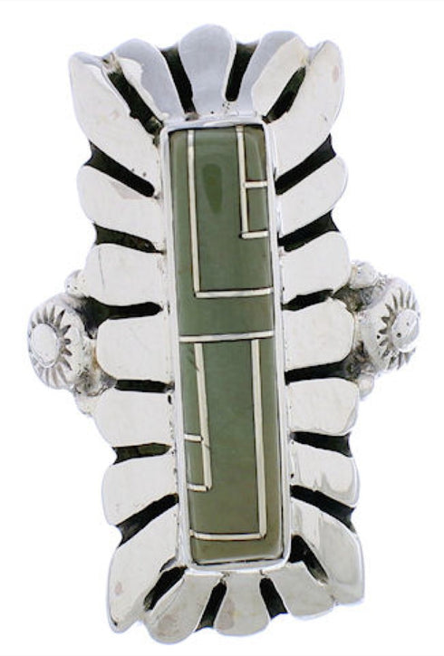 Genuine Sterling Silver Turquoise Ring Size 7-1/4 EX42914