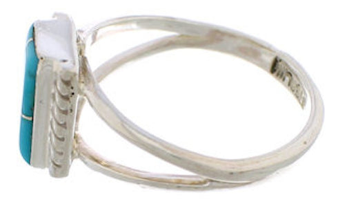Sterling Silver Turquoise Inlay Ring Size 5-3/4 EX43001