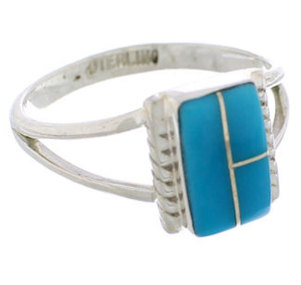 Southwestern Turquoise Silver Ring Size 4-3/4 EX43008