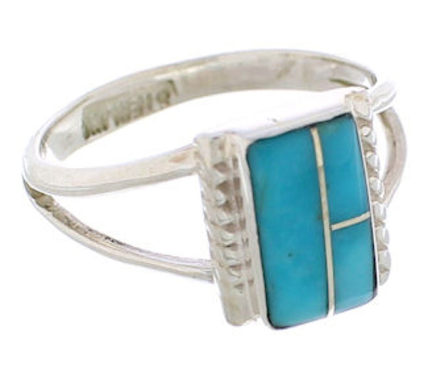 Southwest Turquoise Inlay Ring Size 6-1/2 EX43015