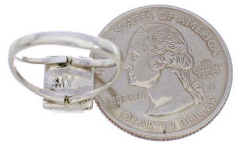 Turquoise Inlay And Silver Ring Size 4-1/2 EX43011