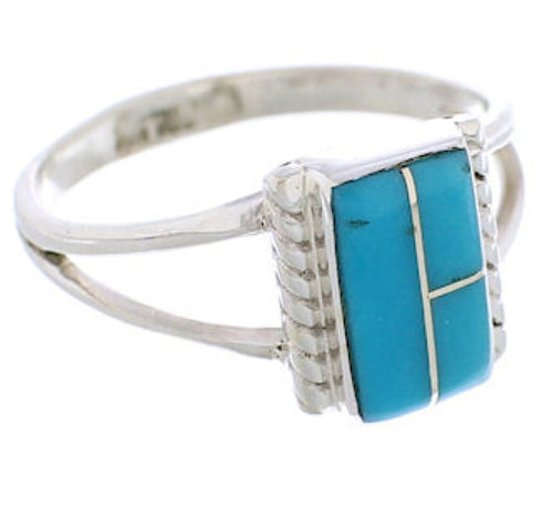 Southwest Turquoise And Silver Ring Size 6 EX43017