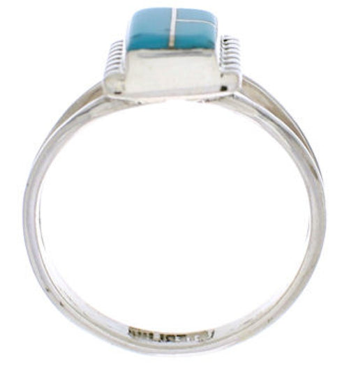 Southwest Turquoise And Silver Ring Size 6 EX43017