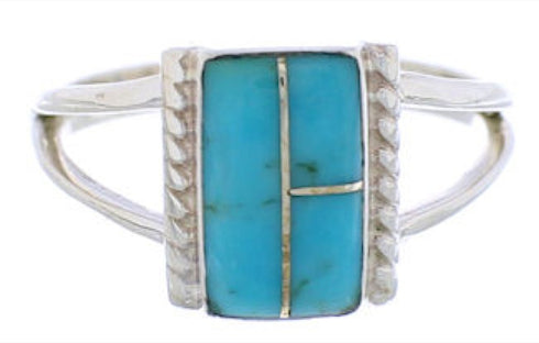 Southwest Turquoise Silver Ring Size 4-3/4 EX43040