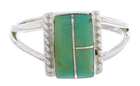 Turquoise Inlay Sterling Silver Ring Size 5 EX43085