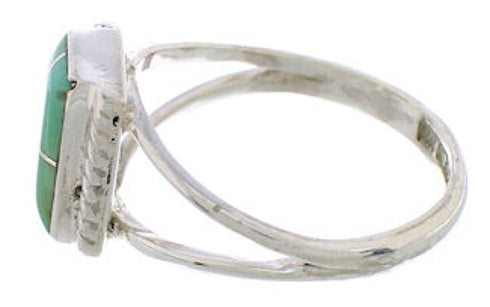 Turquoise Inlay Sterling Silver Ring Size 5 EX43085