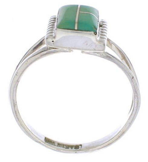 Turquoise Inlay Sterling Silver Ring Size 5 EX43085