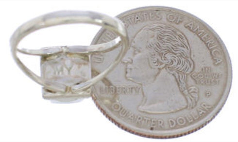 Turquoise Inlay Sterling Silver Ring Size 5 EX43085