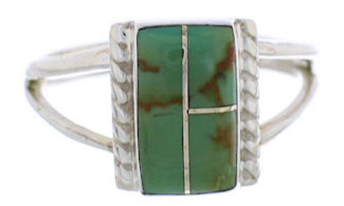 Sterling Silver Turquoise Inlay Ring Size 4-1/2 EX43161