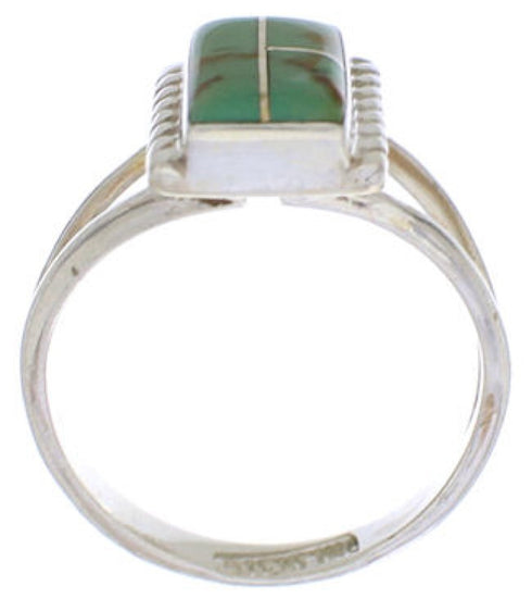 Sterling Silver Turquoise Inlay Ring Size 4-1/2 EX43161