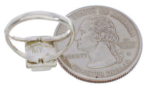 Sterling Silver Turquoise Inlay Ring Size 4-1/2 EX43161