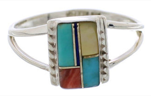 Multicolor Genuine Sterling Silver Ring Size 7-1/2 EX43179