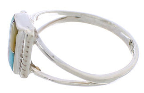 Multicolor Genuine Sterling Silver Ring Size 7-1/2 EX43179