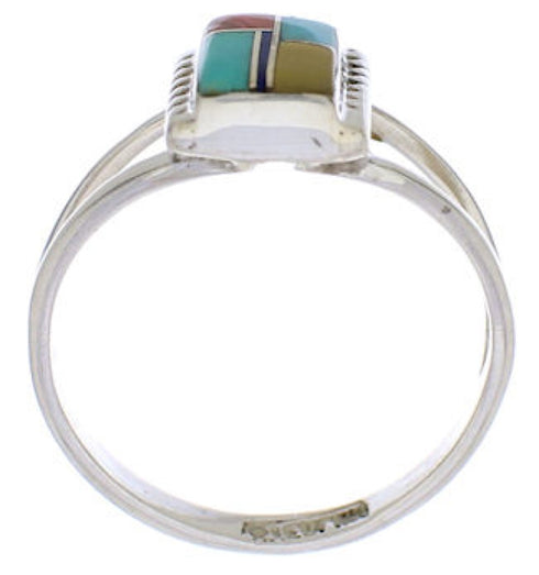 Multicolor Genuine Sterling Silver Ring Size 7-1/2 EX43179